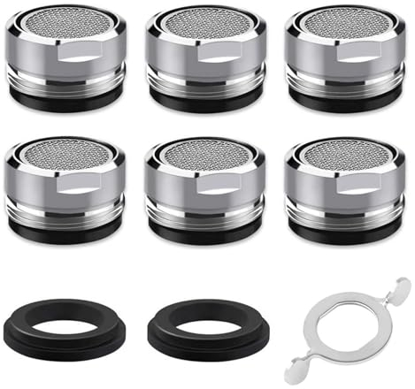 Wasserhahn Sieb, XIATIAN Perlatoren für Wasserhähne M24 Perlatoren, 6 Stück Wasserhahn Strahlregler Aufsatz Außengewinde mit Edelstahlfilter und Verchromten Mischdüsenschlüssel, für Wasserhähne