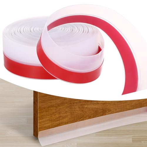 GWHOLE 35MM Silicone Seal Door Strip,8M/26FT Clear Sealing Strip Draught Excluder Tape Transparent Weather Stripping for Doors Window Windproof Dust-Proof Soundproof