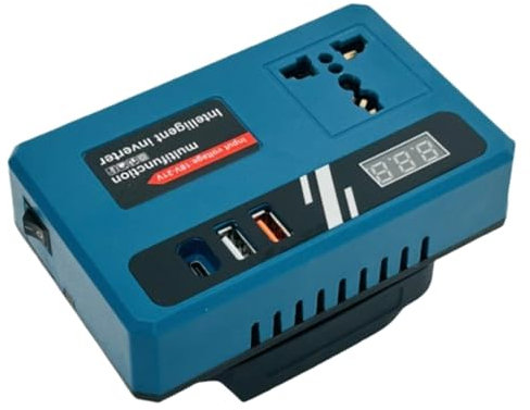 Onduleur de puissance de batterie, convertisseur DC en AC extérieur | DC 18V-21V à 220 V CHARGEUR DE TÉLÉPHONE ACTORTER AC | Charger rapide, adaptateur intelligent avec 2 ports USB et 1 type-C pour la