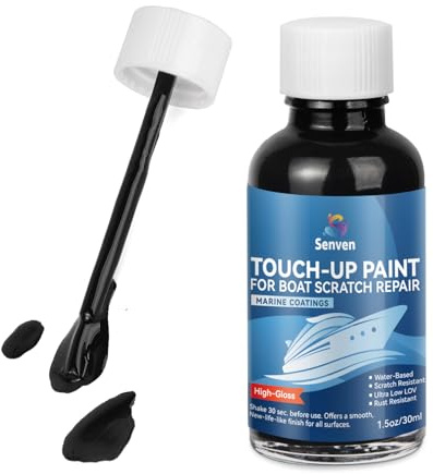 SENVEN Boat Paint Black Touch Up Pen High-Gloss Black Boat Scratch Repair Marine Topside Bottom Enamel Marine Repair for Boats, Wood, Fiberglass, Aluminum, Metals Water-Based 30ML