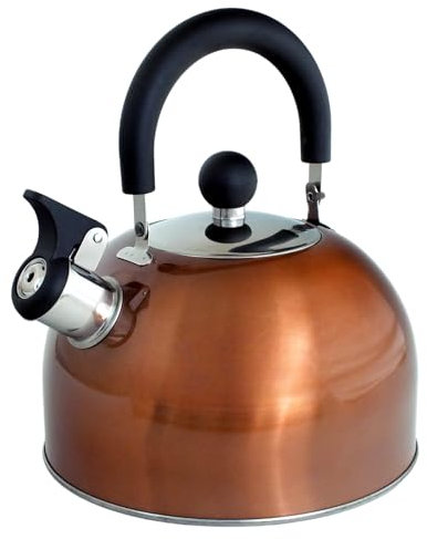 2.5 Litre Stainless Steel Whistling Stovetop Kettle with Metallic Copper Finish