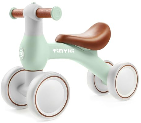 TINYKI Bici Bebe 1 Año Sin Pedales, Bicicleta de Equilibrio 4 Ruedas, Correpasillos Bebé Ultraligero para Primeros Paseos, Juguete Niño y Niña 12-24 Meses, Regalo Original Cumpleaños