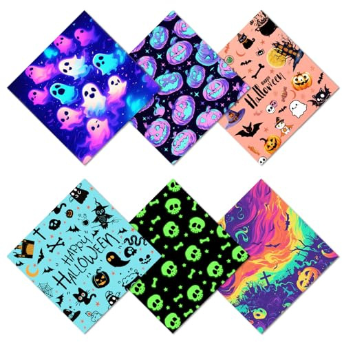 CREATCABIN 6 Paquet Chiffon Nettoyage Lunettes d'halloween Chiffon Microfibre Doux Multicolore Nettoyant Lunettes Soleil Lingettes Épaisses pour Appareil Photo Téléphone Portable Écrans 15.5x15.5cm