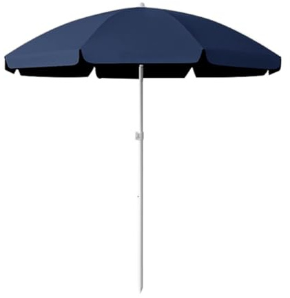 Ombrellone da spiaggia rotondo portatile, 220 cm, protezione UV, per esterni, giardino, altezza regolabile, ombrello per mercato per riparo dal sole e attività all'aperto