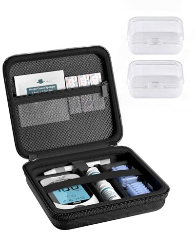 Procase Bolsa Térmica para Insulina, Estuche para Pluma de Insulina Y Suministros para Diabetes, Bolsa Portátil para Medidor de Glucosa, Plumas de Insulina, Tiras Reactivas, Jeringas Y Lancetas -Negro