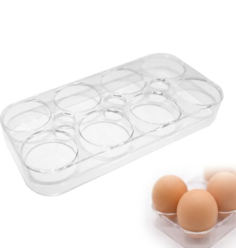 Huevera para Frigorífico de 8 Huevos, Organizador de Huevos para Nevera de Plástico PP Resistente, Caja de Almacenamiento Compacta para Cocina y Despensa, Color Blanco, 8.5x17.5cm