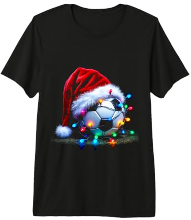 Ballon de Football Festif avec Bonnet de Père Noël et lumières colorées T-Shirt Haut de Gamme