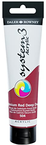 Daler-Rowney System3 Acrylic Paint, Plastic Tube, 5.07oz - 150 ml, Cadmium Red Deep Hue