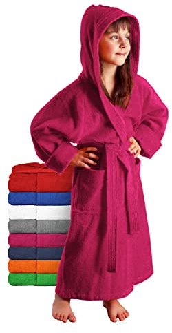 Barnbadrock med huva för pojkar och flickor – 100% bomullsfrotté, mjuk & absorberande, snabbtorkande | OEKO-TEX® certifierad | Morgonrock barn för bad, pool & hem | Flera färger och storlekar