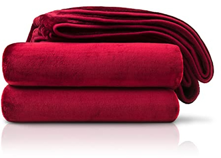 Amago - Couverture Extra Douce, Sensation Cachemire, 220 x 240 cm - Bordeaux