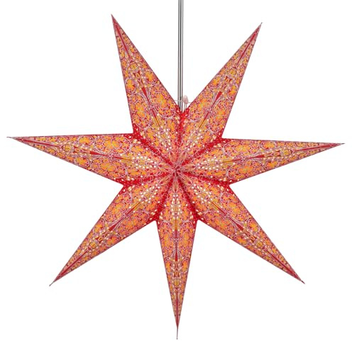 GURU SHOP hopvikbar adventslampa/pappersstjärna/julstjärna, 60 cm – Efendis-röd, stjärna, fönsterdekoration