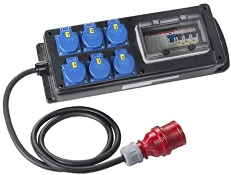 SIROX® Komplett gummidistributionslåda GOTHA med FI-omkopplare uttag 230 V ~ 6, CEE 16 A, 400 V ~ utan