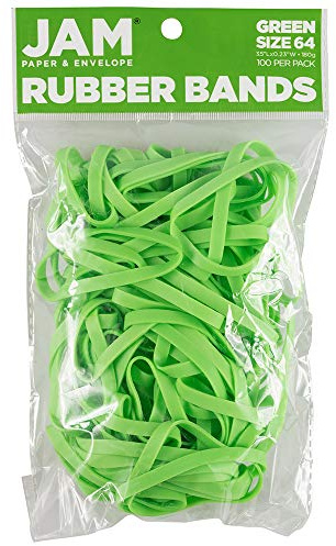 JAM PAPER Durable Rubber Bands - Size 64 - Green Multi-Purpose Rubberbands - 100/Pack
