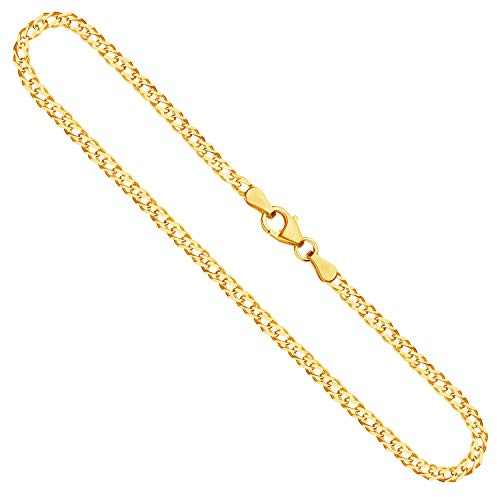 EDELIND 333/8 Karat Gold Halskette für Damen Herren Goldkette 2.9 mm Länge 40cm Zwillingspanzerkette Gelbgod mit Karabinerverschluss mit Schlaufe inkl Schmuck Geschenk Box Made in Germany