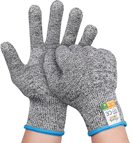 Schnittfeste Handschuhe Leistungsfähiger Level 5 Schutz,Arbeitshandschuhe,Küchen Handschuhe,lebensmittelecht.Für den täglichen Gebrauch Gartenbau/Baustelle/Küche-1 Paar (M-Blau)