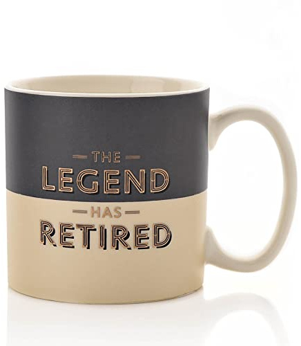 Grey / White Ceramic Mug with Gold Detail - The Legend has Retired