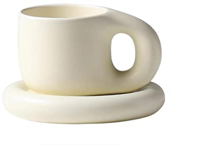Ensemble de Tasses à Café en Céramique 300 ml - Tasses à Cappuccino en Porcelaine pour Latte, Expresso avec Soucoupes - Pour Boissons Spéciales, Moka, Thé