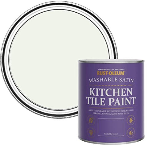 Rust-Oleum White water resistant Kitchen Tile Paint in Satin Finish - Steamed Milk 750ml