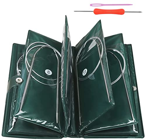 Aeeque Rundstricknadel 60 cm, Edelstahl Set für Arthritis, Anfänger, 1,5-5,0 mm Leicht für Schals, DIY Strickwerkzeuge