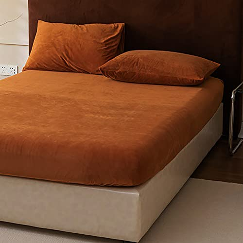 Nayoroom Spannbettlaken Plüsch 140x200cm Karamell Braun Flauschig Fleece Winter Spannbetttuch Cashmere Touch Flanell Bettlaken für Boxspringbett Topper Matratze bis 25cm
