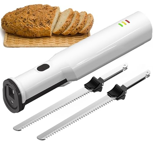 ZGFOZJGC Coltello Elettrico da Trinciare Ricaricabile Senza Fili - Taglia Carne, Pollame e Pane con 2 Lame in Acciaio Inossidabile - Blocco di Sicurezza con Rilascio Grilletto Incluso