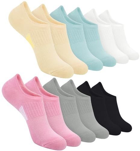 Cropgain 6 Pairs Women's invisible Bamboo No Show Socks with Arch Support Ladies Sneaker Socks,one size,white, black, gray,nude, pink, blue