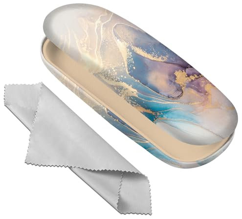 Deokke Glasses Case Hard Shell Eyeglass Protective Case Eyeglasses Holder Box with Cleaning Cloth for Women Men Cute, One Size (H17-Marble)