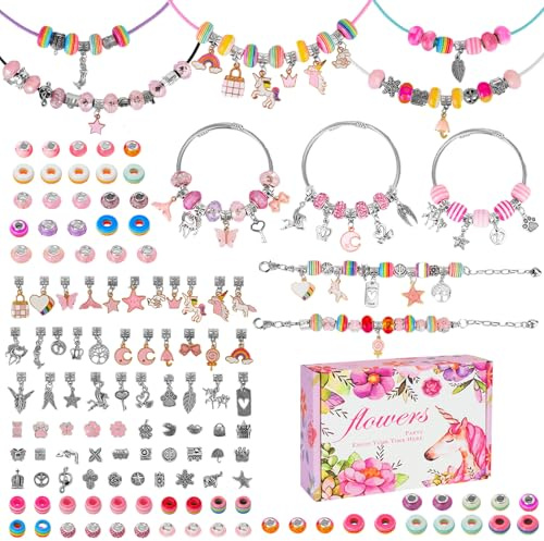 150Pcs Bracelet Making Kit Gifts, Jewellery Making Kit for Girls Gifts, DIY Bracelet Making with Beads & Charms, Arts And Crafts for Kids, Girls Toys Birthday Gift for Age 5 6 7 8 9 10 12 Year Old