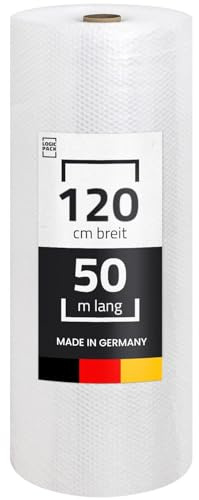 LOGIC PACK Pluriball per Imballaggio e Spedizione - Rotolo Millebolle 50 m x 120 cm - Film Protettivo a 2 Strati Antistrappo e Antiurto - Ideale per Trasloco, Trasporto e Oggetti Fragili
