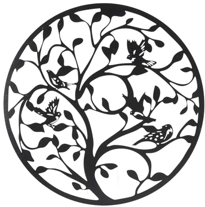 Tissting Metall Wanddeko Lebensbaum Skulptur Schwarz 30cm - Moderne Wandkunst Für Wohnzimmer Schlafzimmer Innen- Und Außenbereich Elegantes Design Einfache Installation