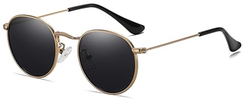 LOJUDI Kids Sunglasses Boys Girls - Polarised Round Metal Frame Cool Sun Glasses UV400 Protection for Childrens age 3-8-Gold/Black