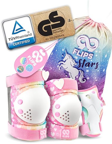 99FLIPS Knieschoner Kinder Schoner Inliner Kinder - Inliner Schoner Set - Protektoren - Knie und Ellenbogenschützer - Größe XS PINK - Knieschützer Skateboard, Scooter, Rollschuhe