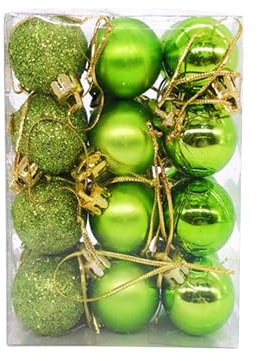 24 PCS Albero di Natale Con Decorazioni - Set di Ornamenti in Plastica Dipinta - Palline e Pendenti Decorativi Per Albero (Verde)