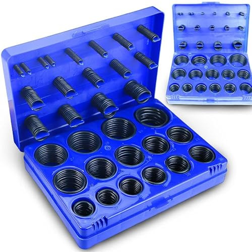 Retoo 419 Stück Gummi-O-Ringe-Set, Hochwertige NBR Dichtungen und Ölbeständige, Gummi O-Ringe für Hydraulik, Motoren & Haushaltsgeräte, Inklusive Kunststoffbox für einfache Aufbewahrung & Sortierung
