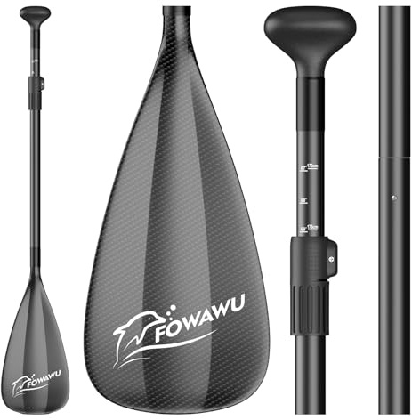 FOWAWU SUP Paddel Carbon/Aluminium, 3teilig Stand Up Paddel verstellbar 160-210 cm, sehr leicht 1.45 lbs(657g) paddel für Stand-up Paddling Surfboard Bootfahren Kanusport