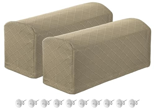 QUARKZMAN 2 stycken armstödsskydd soffa, rombmönster armstödsskydd för armstöd mjuka armstödskuddar hemma kontor armbåge diskomfort – khaki