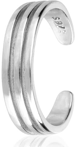 Mikovivi Zehenring aus 925er Sterlingsilber, Verstellbar Minimalistisch Offenes Band Zehenringe Sommer Strand-Fußschmuck für Frauen Sommer (3-Reihig)