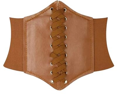 Yotlein Corset Femme, Cuir Corset à Lacets Élastique Medievale, Ceinture Elastique pour Femme, Rétro Ceinture Elastique Femme, Cor-set Pirate Fe-mme, Tour de Taille 70-80CM