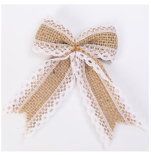 Jute Schleifen 10 Stück Weihnachtsschleifen aus Jute Weihnachtsbaum-Schleifen Handgefertigt Rustikalen Vitnage Dekoschleifen Leinen Geschenkschleife Juteschleifen Weihnachtskranz Hochzeit Bow 2#