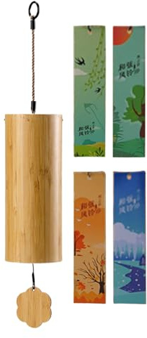 Timbre De Madera - Campanilla De Apertura De Puerta 8 Tonos - Artesanal Decoración Sonora para Casa Jardín Terraza Entrada Negocio