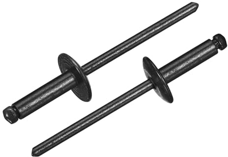 QUARKZMAN 100 st 1,27 x 1,2 cm blinda nitar med stort flänshuvud galvaniserat kolstål handtag och stifthätta blindnitar svart