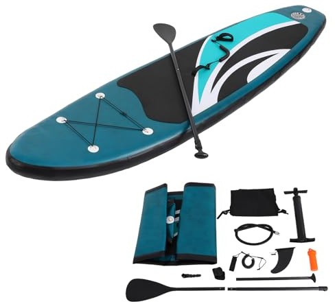 ROGONPDK Planche de pagaie gonflable - Planche de surf gonflable - 305 x 76 x 10 cm - Kit complet de stand up pagaie gonflable - Planche de stand up paddle - Planche de surf (vert)