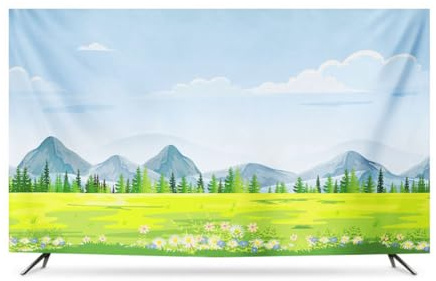 GJGHKLHL Dust-proof TV Cover 32-85 Universal Protector For Flat Curved Screens Polyester Landscape Print Indoor Modern Televisions(B,85IN)