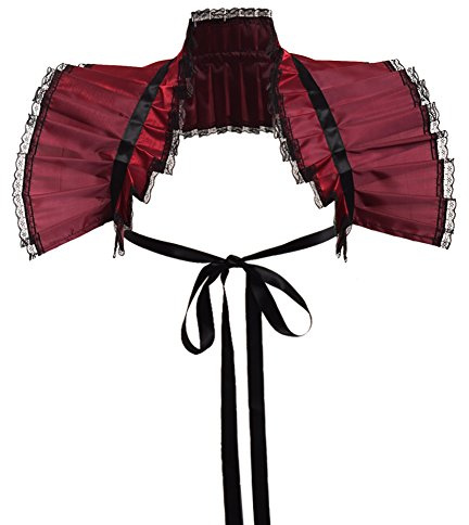 GRACEART Victoriano Volante Fruncido Cuello Bolero Collar (Vino rojo)