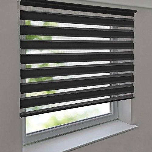 Doppelrollo PREMIUM 150 x 160 cm anthrazit zum Anschrauben freihängend für Wand- und Deckenmontage inkl. Metallträger