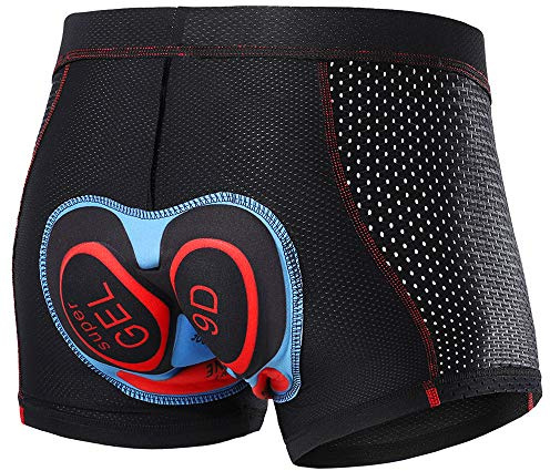Lixada Herr Cykelunderkläder Andningsbara Vadderade Gel sittdyna för MTB Långdistans Cykelshorts Svart/Svart-Röd