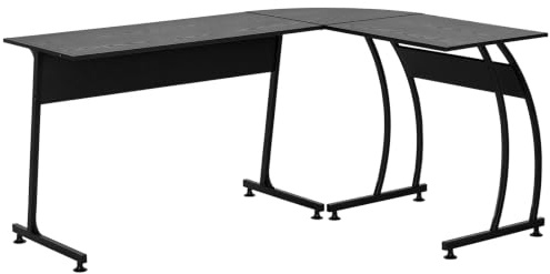 HOMCOM Mesa de Computadora en Forma de L Escritorio 112,5x152x74 cm Negro | Escritorio en L, Estudio Oficina, Minimalista Moderno, Gran Espacio