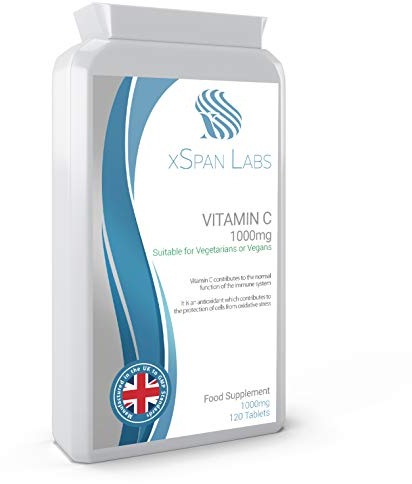 Vitamin C 1000mg (1 gram) 120 Tablets – High Strength Antioxidant contributing to The Reduction of Tiredness and Fatigue –Manufactured in The UK