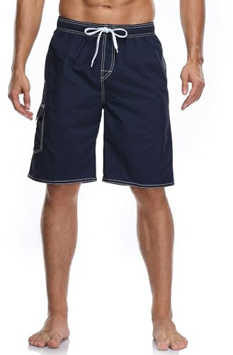 Vocanbomor Men's Quick Dry Swim Trunks Board Shorts Swimwear Bathing Suits, 30, B25-navy