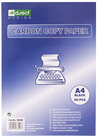 D.RECT - Lot de 50 feuilles de papier carbone pour machine à écrire - Format A4 - Noir